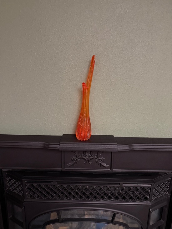 Orange Handblown Glass Bud Vase - Contemporary Accent - Picture 2 of 3